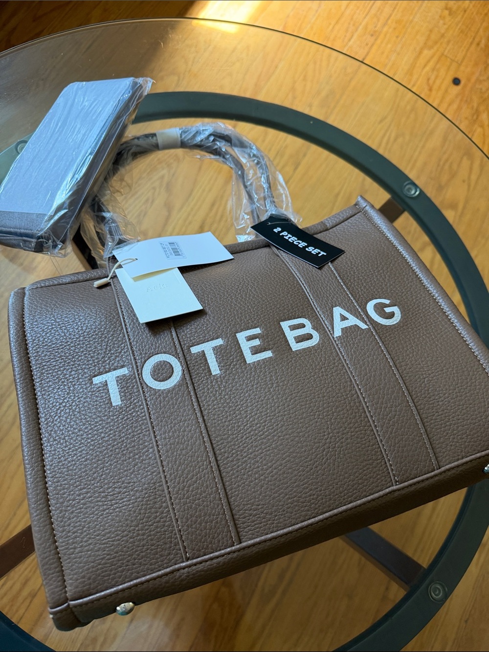 Brown 'TOTE BAG' Structured Tote Bag - Brand: